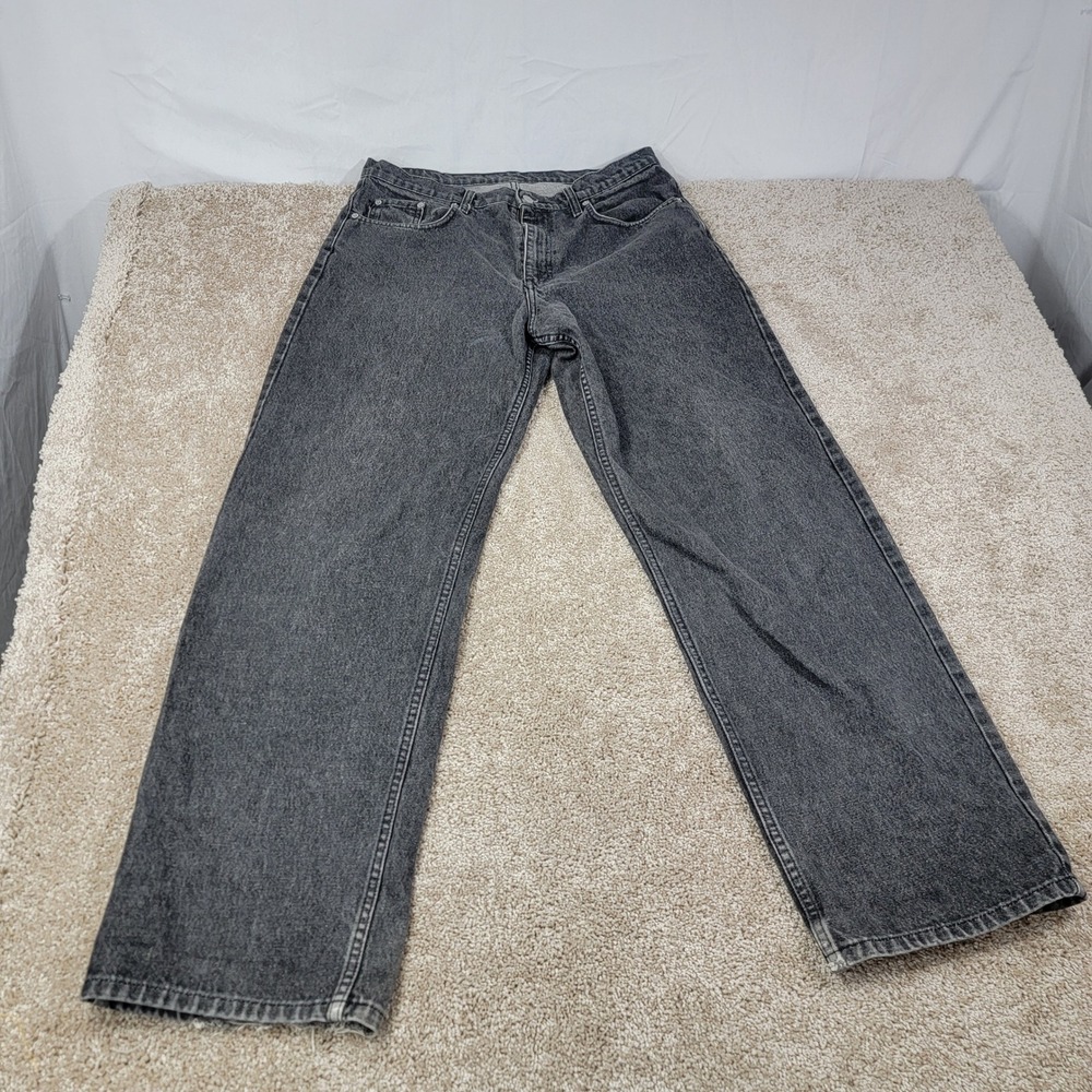 Polo Mens Jeans Black Wash Denim Jeans Mushroom Embroidered USA Flag Sz 34x34